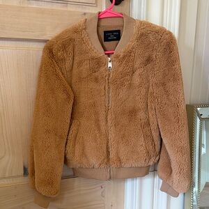 Love Tree Girls Faux Fur Bomber Jacket in Chestnut